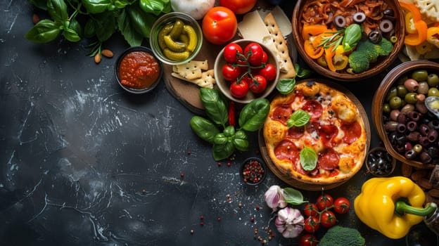 A table with a variety of different foods on it