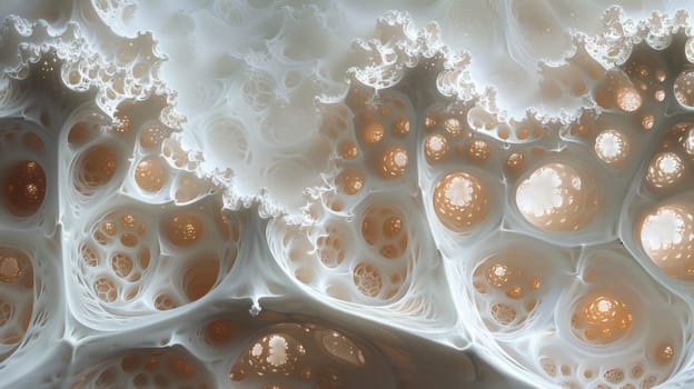 A close up of a white and brown patterned wall