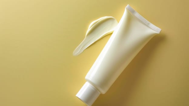 A tube of cream with a spoon on top of it