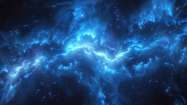 A blue nebula with a bright star in the center
