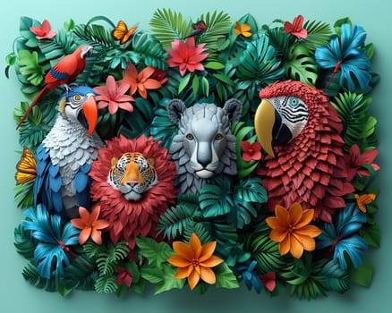 Animal kingdom depicted in a vivid 3D style, showcasing the diversity of wildlife in their natural habitats.