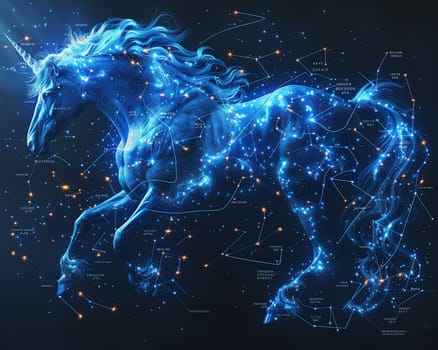 Star constellation forming a mythical creature, digitally created image with celestial elegance and mystique.