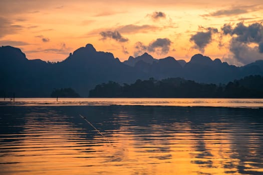 Floating bungalow on the Cheow lan Lake in Khao Sok National Park in Surat Thani, Thailand. South east asia