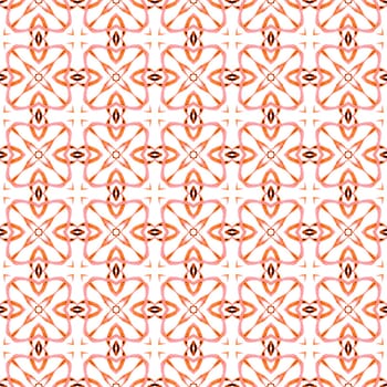 Watercolor medallion seamless border. Orange delightful boho chic summer design. Medallion seamless pattern. Textile ready beautiful print, swimwear fabric, wallpaper, wrapping.