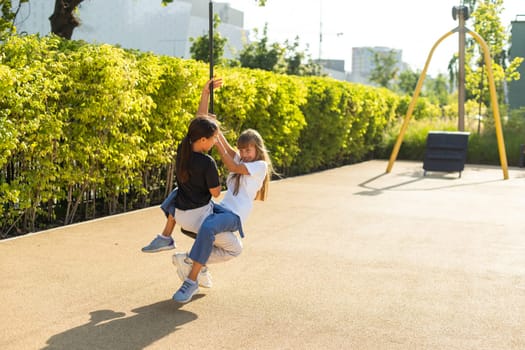 Teenage girls at the school yard. High quality photo