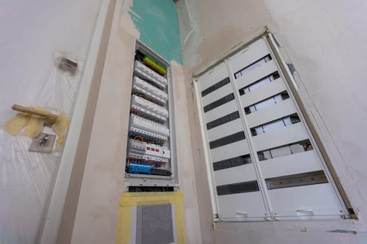 Electric system in cabinet building system. High quality photo