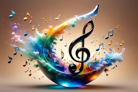 colorful background with musical notes, abstract music background .