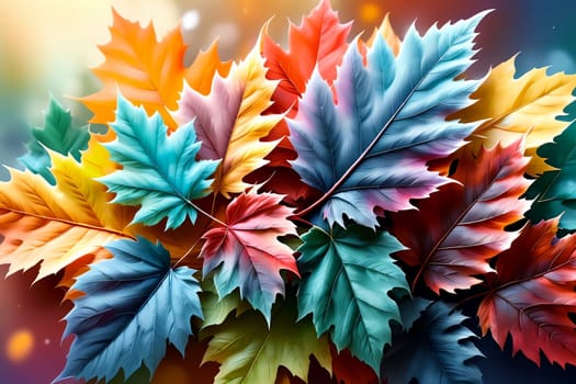 bright background of colorful leaves in warm pastel colors .