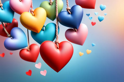colorful bright hearts in pastel colors .