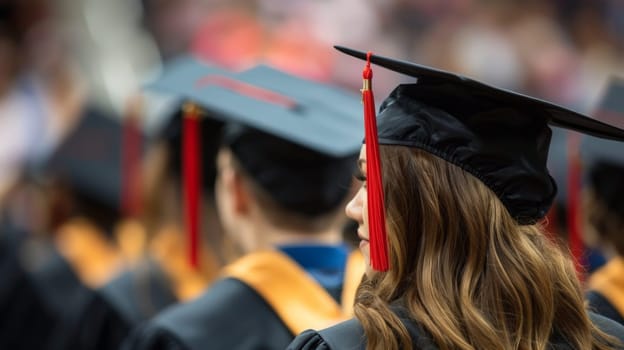 A close up of a group of graduates in their caps and gowns