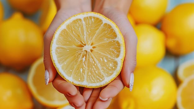 A person holding a lemon in their hands with the peel on