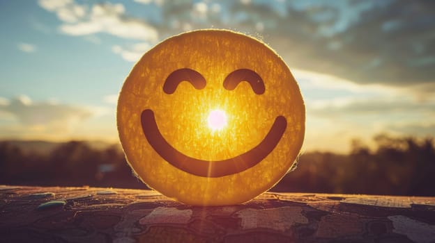 A yellow smiley face sitting on top of a table