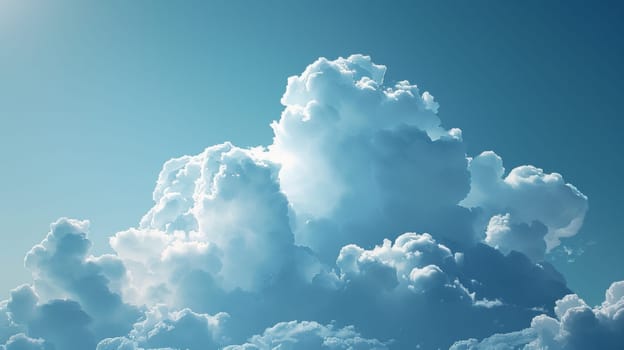 A plane flying through a blue sky with some clouds