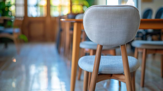A close up of a chair in the middle of an empty room