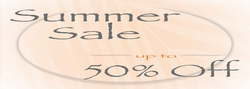 Banner for summer sale with a peach color background.