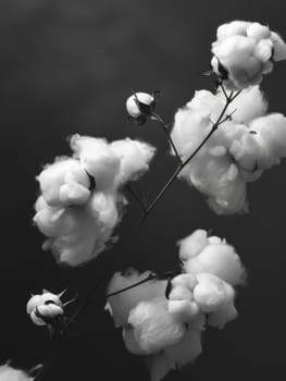 A bunch of white cotton flowers are arranged in a bunch. The flowers are arranged in a way that they are not touching each other