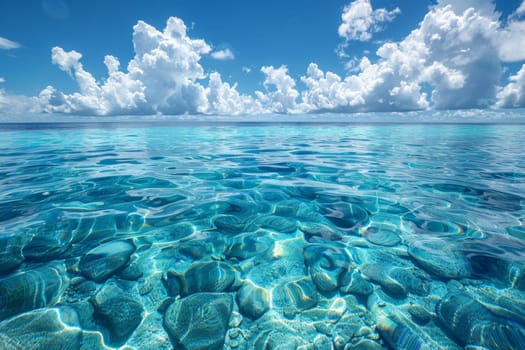 Tropical blue ocean with coral reef.