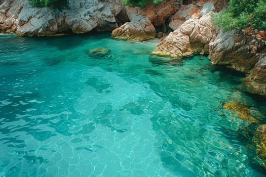 Tropical blue ocean with coral reef.