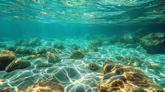 Tropical blue ocean with coral reef.