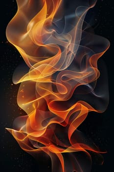 Abstract shiny gold wave design element with glitter effect on a black background.