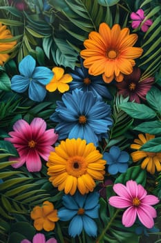 Summer background with colorful flowers . The beginning of summer in the northern hemisphere. illustration.