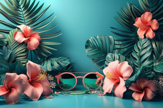Summer colorful background. sunglasses. The concept of summer holidays.