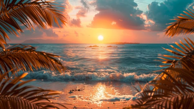 Tropical coast, beach. Sea view. The day of summer.