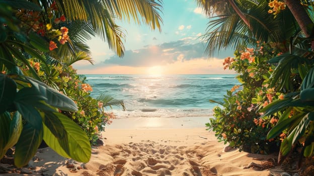 Tropical coast, beach. Sea view. The day of summer.