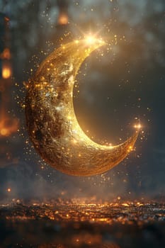 The symbol of the holy holiday of Eid al-Adha. A crescent moon and a star. The halal symbol.