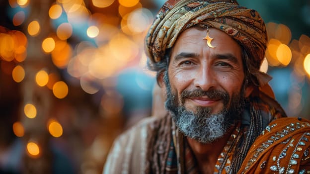 A Muslim man on the Eid al-Adha holiday. Portrait of a man.