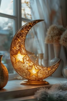 The symbol of the holy holiday of Eid al-Adha. A crescent moon and a star. The halal symbol.