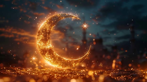 The symbol of the holy holiday of Eid al-Adha. A crescent moon and a star. The halal symbol.