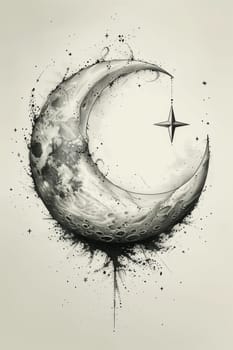 The symbol of the holy holiday of Eid al-Adha. A crescent moon and a star. The halal symbol.