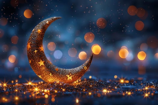 The symbol of the holy holiday of Eid al-Adha. A crescent moon and a star. The halal symbol.