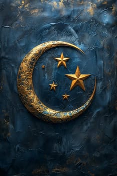 The symbol of the holy holiday of Eid al-Adha. A crescent moon and a star. The halal symbol.