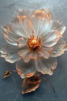 A magical flower with petals on a gray background.