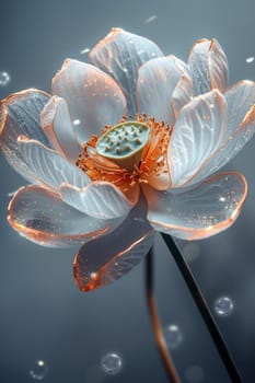 A magical flower with petals on a gray background.