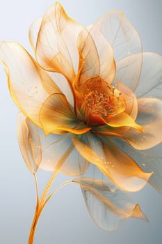 A magical orange flower with petals on a white background.