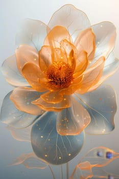 A magical orange flower with petals on a white background.