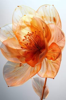 A magical orange flower with petals on a white background.