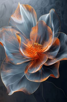 A magical flower with petals on a gray background.