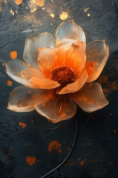 A magical flower with petals on a gray background.