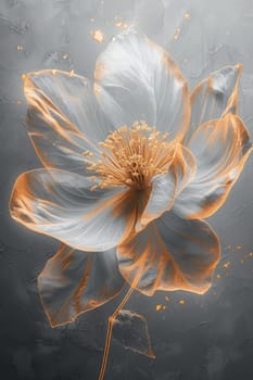 A magical flower with petals on a gray background.