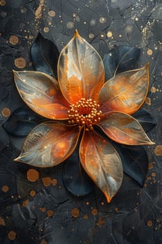 A magical flower with petals on a gray background.