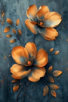 Beautiful garden flowers on a gray background.