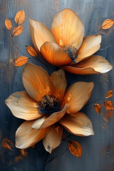 Beautiful garden flowers on a gray background.