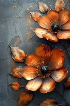 Beautiful garden flowers on a gray background.