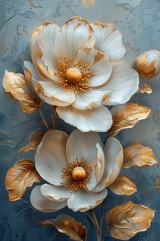 Beautiful garden flowers on a gray background.