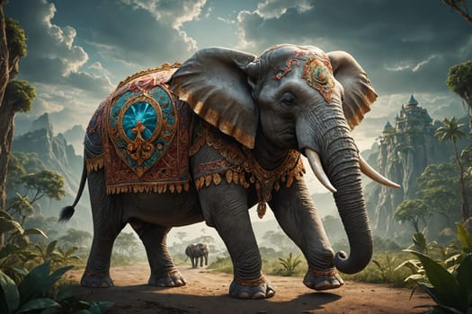 Majestic elephants dominate the landscape, embodying the spirit of the wild.