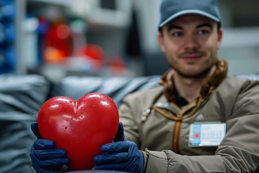 hands holding a red heart, medical insurance for the heart, Organ donation, World Blood Donor Day.